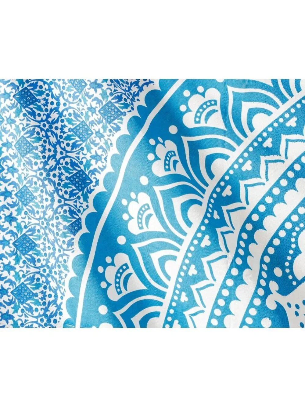 Bohemian Mandala Tapestry Wall Hanging - Hippie Decor, Blue Ombre, 90x108